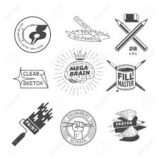 Vector icon isolated on transparent background makeup artist design logo template. Artist Logos Template Set Isolated On White Royalty Free Cliparts Vectors And Stock Illustration Image 69774074