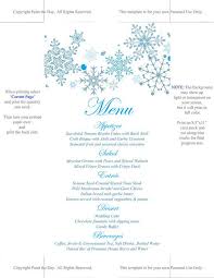 Snowflake Menu Printable Wedding Menu Template Diy Wedding Entree Card Winter Wonderl Wedding Menu Template Printable Wedding Menu Wedding Reception Menu