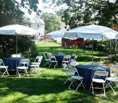 All together weighs 12.8 lbs. White Vinyl Skirt Umbrella With Base Rental B And B Tent Party Rental