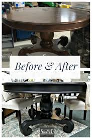 Before After See How We Transform This Kitchen Table Using Baltic Black From Paint Couture Plus A Few Tips For A Smooth Finish Salvaged Decor Kitchen Table Redo