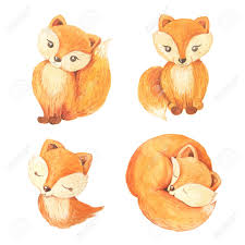 Download Cute Cartoon Watercolor Forest Animal Hand Painted Lovely Baby Stock Photo Picture And Royalty Free Image Image 127421947