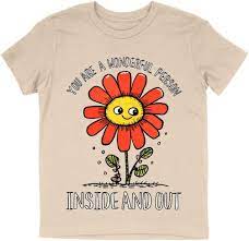 Amazon.com: You are a Wonderful Person Kids' T-Shirt - Floral Print T-Shirt  - Colorful Tee Shirt for Kids - Black, S(6/8) : Clothing, Shoes & Jewelry
