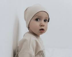 Baby Beanie Light Beige, Unisex Hat, French Terry, Children's Hat, Newborn  Hat, Beanie Children