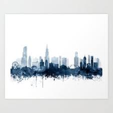Art for paintings of chicago; Chicago Skyline Art Prints For Any Decor Style Society6