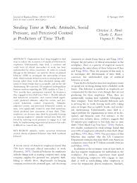 Can an employer dock the employee for the rest of the time that wasn't accrued? Pdf Stealing Time At Work Attitudes Social Pressure And Perceived Control As Predictors Of Time Theft