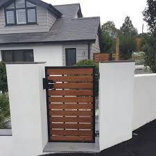 Modern Front Garden Gate From Our Kingston Collection Combining The Strength Of Metal With The Finest Wooden Garden Gate House Gate Design Front Gate Design