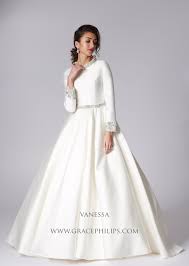 Ivory Mikado Wedding Gown With Diamante Detail Modest Elegant