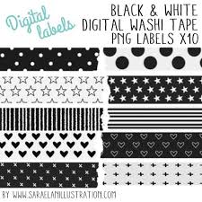 Digital Washi Tape Png Labels Black And White Patterns By Saraelanillustration Washitape Blackandwhite Bw Digital Download Notas Apuntes