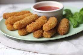 Home Made Mozzarella Sticks Skip The Italian Seasoning And Cook For 1 5 Mins In The Deep Fryer At 350 Degrees Recipes Mozzarella Sticks Appetizer Recipes
