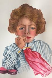 A watercolour portrait I did last year. It was a huge challenge to paint. I  was really pleased how her gorgeous oversized fluffy robe turned out. ❤️