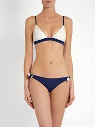 solid striped the morgan bikini top womens cream clothing