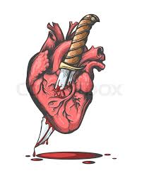 Blood dripping from sword vector or color illustration. Bleeding Human Heart Pierced By Knife Stock Vector Colourbox