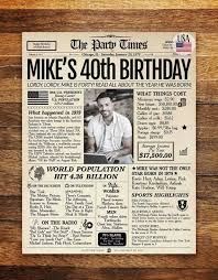 40th Birthday Present Ideas For Wife Australia 40th Birthday Newspaper Poster Sign Printable 40th Birthday Etsy 40th Birthday Decorations 40th Birthday Poster 40th Birthday Gifts