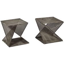 Pair Of Mathieu Mategot Style Geometric Side Tables Side Table Geometric Side Table Metal Side Table