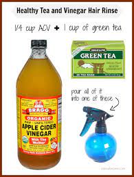 I stopped using shampoo and just ocassionally use an apple cider vinegar cold water rinse after rinsing my hair first with cool water. Apple Cider Vinegar And Green Tea Hair Rinse This Stuff Is Great For Clarifying Your Hair And Clea Green Tea For Hair Green Tea Hair Rinse Natural Hair Styles