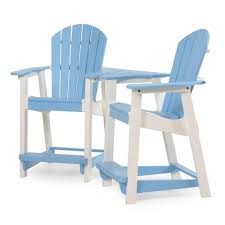 Oceanside Outdoor Poly Lumber Adirondack Counter Height Settee With Table Poly Lumber Lounge Chair Design Leather Chair With Ottoman