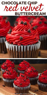 Chocolate Chip Red Velvet Buttercream Recipe Frosting Recipes Cupcake Recipes Savoury Cake