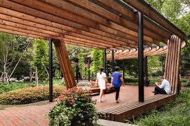 Donghu Park Shanghai China Dlc Pergola Landscape Structure Walkway Landscaping