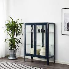 fabrikor vitrinekast zwartblauw blauw 81x113 cm ikea glass cabinet doors glass cabinets display glass door
