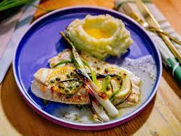 Sunny S Easy Baked Lemon Sole And Spring Onions Recipe Spring Onion Recipes Food Network Recipes Easy Baking