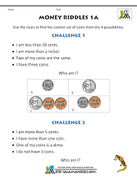 These simple and funny brain teasers can be of great fun for your kids. Math Money Worksheets 1st Grade Money Riddles