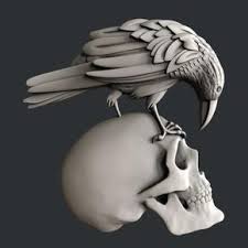3d Stl Models For Cnc Raven Skull Etsy Skull Model Raven Skull Cnc