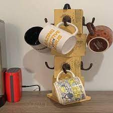 Farmhouse Coffee Mug Tree Wooden Cup Holder Kitchen Display Etsy Wooden Cup Mug Tree Cup Holder