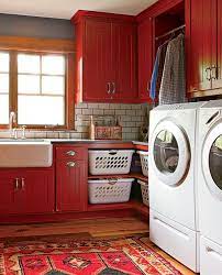 Laundry Day Spaces Kc Red Laundry Rooms Laundry Room Storage Red Cabinets