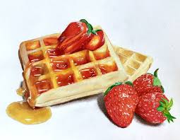 Waffle With Strawberries Colored Pencil Drawing Realistic Drawings Strawberry Color Colored Pencil Drawing