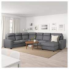 Lidhult Sectional 5 Seat With Chaise Lejde Gray Black Ikea In 2020 Corner Sofa Bed Corner Sofa Sofa Bed