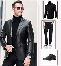 Mens Leather Blazer Lambskin Leather Blazer Women