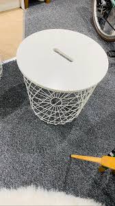 Rustic elegant white coffee table with storage this beautiful coffee table has ample storage space with an inbuilt display case split into four square compartments, each of which has a magnetic hatch. Ikea Basket Storage Coffee Table White 44cm In Cf Cardiff For 15 00 For Sale Shpock