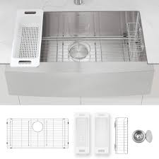 Acrylic sinks are made by pouring the material into predefined shapes. Zuhne Stainless Steel Farmhouse Kitchen Sink 33 Inch Apron Front 16 Gauge Single Bowl Buy Online In Belize At Belize Desertcart Com Productid 14298934