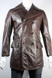 Vintage 70 S Mens Leather Lakeland Insulated Trench Coat Jacket 38
