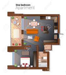 A splash of paint on the walls behind a desk in a living room, for instance, will visually separate the nook from a nearby sitting area. A Vector Top View Illustration Of Modern One Bedroom Apartment Royalty Free Cliparts Vectors And Stock Illustration Image 80634429