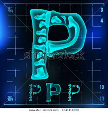 P Letter Vector Capital Digit Roentgen X Ray Font Light Sign Medical Radiology Neon Scan Effect Alphabet 3d Blue Light Digi Letter Vector Ribbon Font Neon