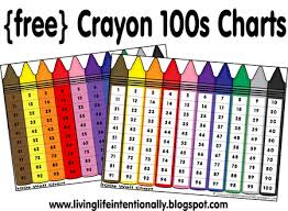 free crayons colors 100s chart printables