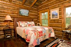 A snowy retreat in the mountains can be incredibly cozy nestled in your cabin style living room with a roaring fire, warm colors and plush fabrics and unique artwork. Log Cabin Bedroom Houzz