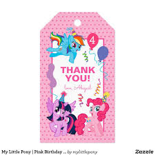 Birthday Thank You Gift My Little Pony Pink Birthday Thank You Gift Tags Zazzle Com My Little Pony Birthday Gift Tags Birthday My Little Pony Birthday Party