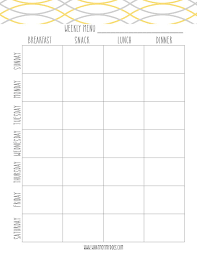 True To Life Weekly Food Chart Printable 2019