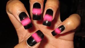 Cute pink heart& glitter nail design. 52 Cool Black Nail Art Designs For Trendy Girls