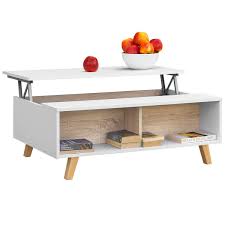 This coffee table with storage also includes faux drawer fronts for an added design dimension. Comifort Extendible Coffee Table With Lift Top Multifunctional Living Room Table With Plenty Of Storage And Bookshelf Modern Very Durable White And Oak 100 Natural Beech Legs Buy Online In Botswana