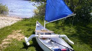 With the mast in two pieces and the booms folded along the center line, the sail fabric rolls around the four pipes for easy storage in luggage or the front deck. Do It Yourself Kayak Sails A Guide And Resources