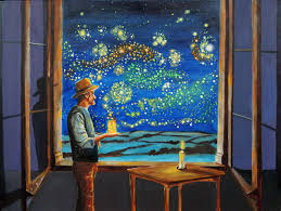 ''the starry night'' was painted on a canvas, a kind of fabric that is stretched over a wooden frame and often used by artists. Van Gogh The Starry Night With Firefli Painting By Gordon Bruce Artmajeur