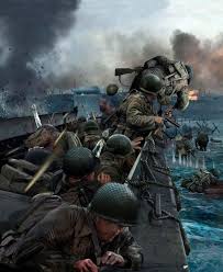 Omaha Beach D Day 6 June 1944 Artist Pablo Outeiral Combat Art War Artwork Military Artwork