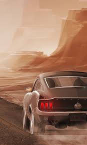 Ford Mustang Long Lone Road Artwork 480x800 Wallpaper Ford Mustang Mustang Dream Cars