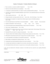 This course is one of the requirements of the osha bloodborne pathogens standard. Employee Training Quiz Workplace Bloodborne Pathogens