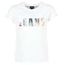 At least, a woman can always rely on a trusted pair of denim jeans. Armani Jeans Krekola White Fast Delivery Spartoo Europe Material Short Sleeved T Shirts Women 84 00