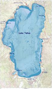 Lake Tahoe Map Cycling Route In Red Encircling An