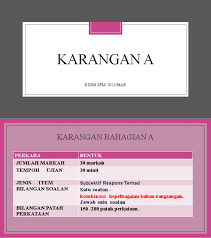 Bahasa melayu, bahasa inggeris, matematik, sains … skip to content. Karangan Bahagian A Kssm